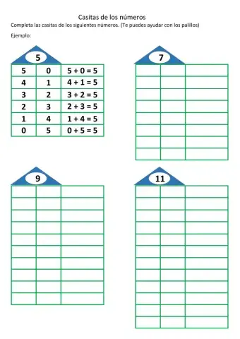 Casitas de los números