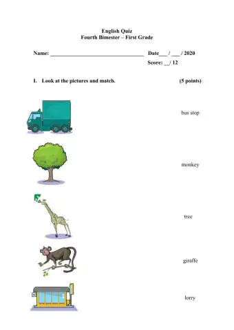English Quiz First Grade