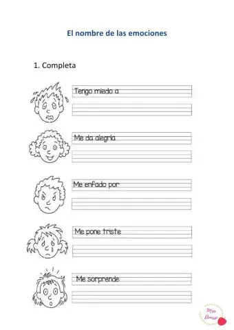 Actividad El nombre de las emociones