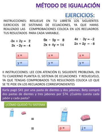 Ejercicios método de igualación