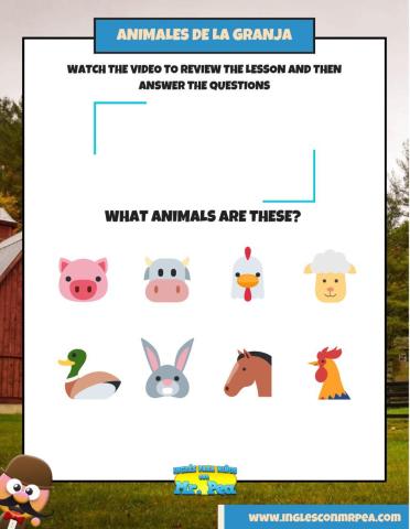 Animales de la granja en inglés - inglés para niños con mr.pea