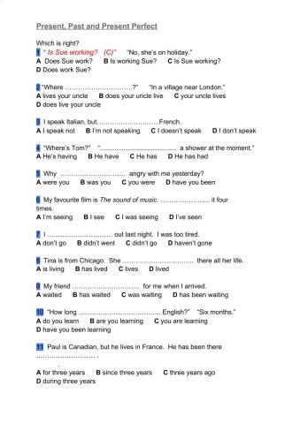 Present, Past and Present Perfect