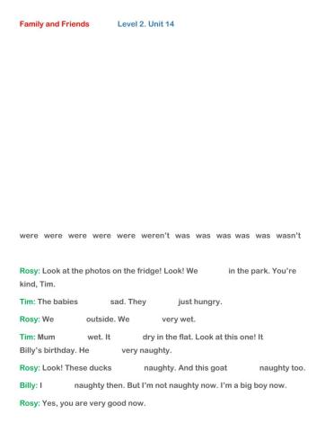 Past Simple. was, were, wasn't, weren't