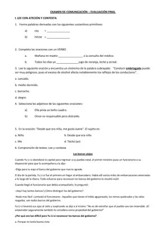 Examen de comunicación