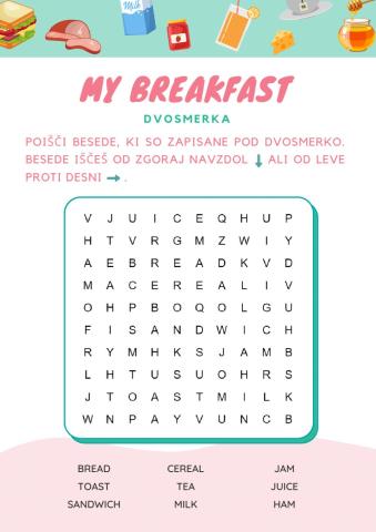 Breakfast word search