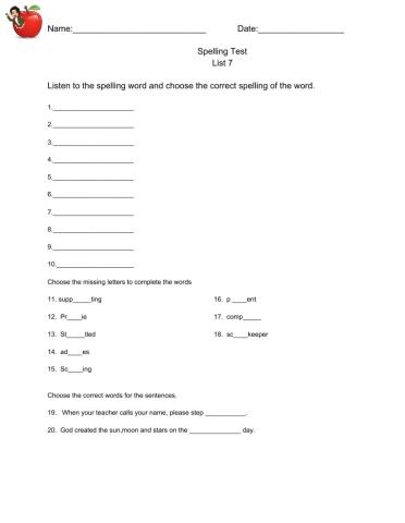 Spelling Test 7