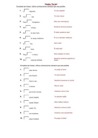 Practica ingles VERBO TO BE