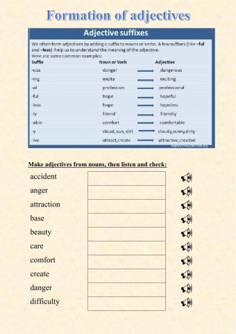 Formating adjectives