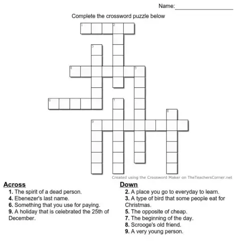 Crossword Puzzle - A Christmas Carol