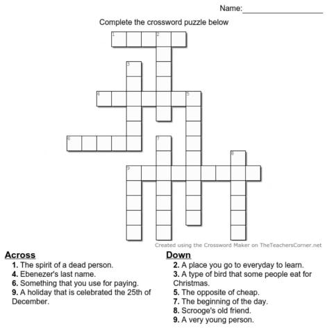Crossword Puzzle - A Christmas Carol