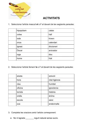 L'apòstrof i la contracció