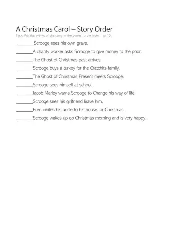 Story Order - A Christmas Carol