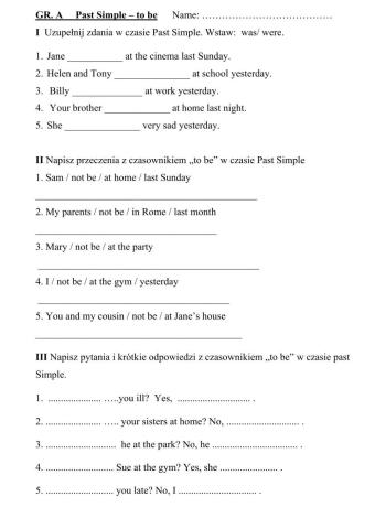 Past Simple  - to be