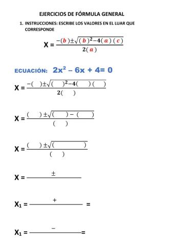 Ejercicio formula general