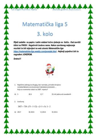 Zadaci za matematičku ligu