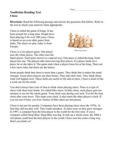 Nonfiction Reading: Chess 2