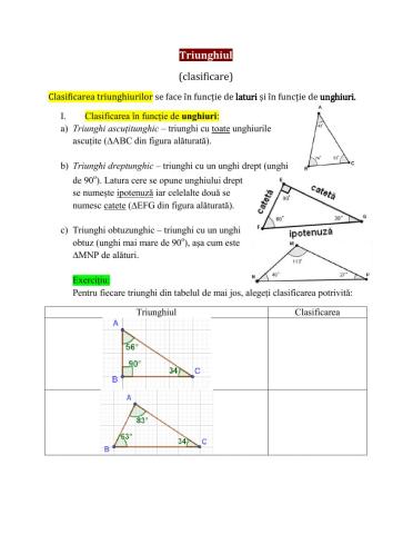 Triunghiul - clasificare