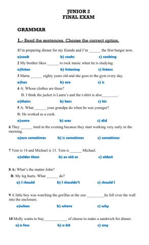 Grmmar, Reading and Writing