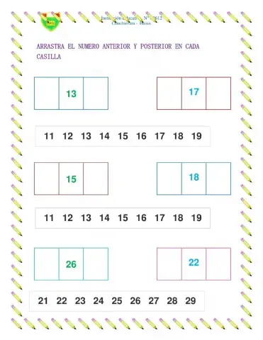 Números anterior y posterior