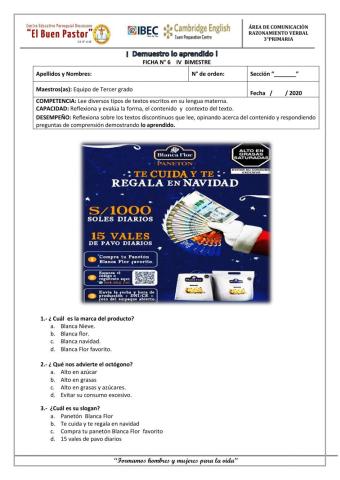 FICHA DE REFUERZO DE LECTURA