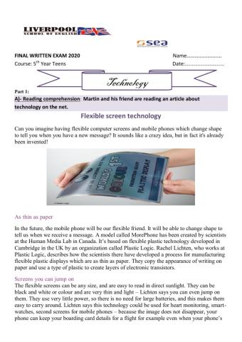 Final written exam 5th Year