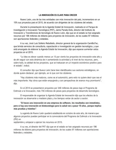 La innovación es clave para crecer