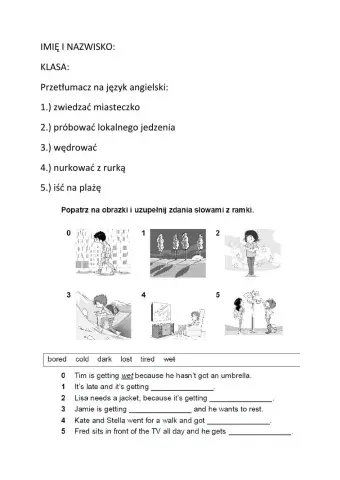 English Class A2 Unit 3 Vocabulary