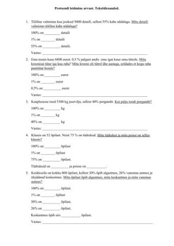 Protsendid- teksülesanded