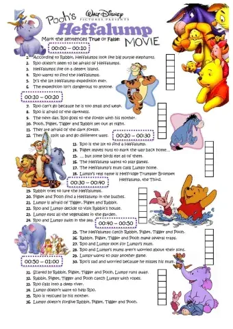 Pooh and the Heffalumps MOVIE - True & False