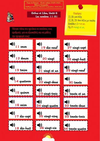 Les nombres 11-31 oral