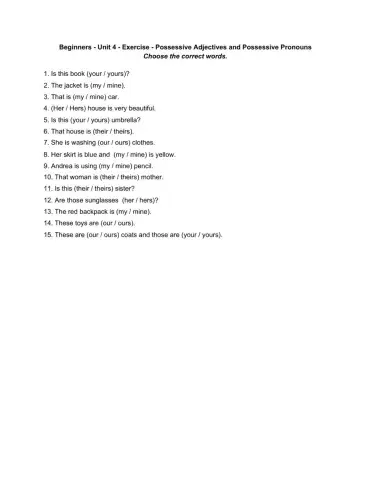 Possessive Adjectives vs Possessive Pronouns