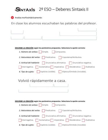 Sintaxis II Navidad 2º ESO