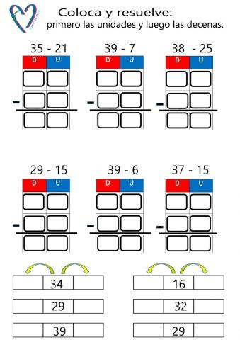 Restas sin llevadas y anterior y posterior.