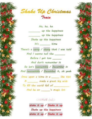 Shake Up Christmas - Worksheet