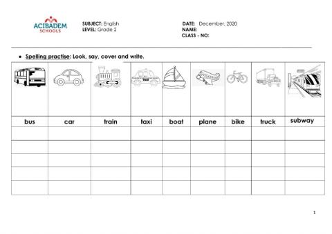 Spell,ng sheet week 15