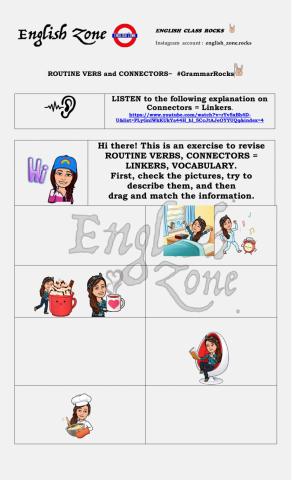 ROUTINE VERBS and CONNECTORS -  English Zone Rocks
