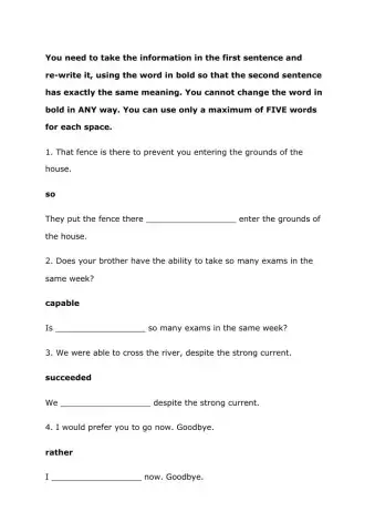 Key Word Transformatios