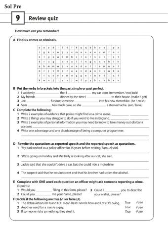 Solutions Pre Review quiz U9