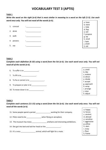 Vocabulary test 3