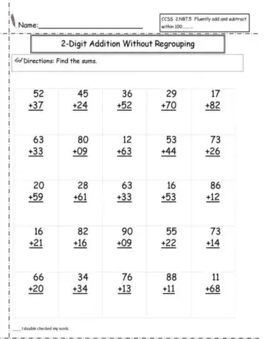 Addition Without Regrouping