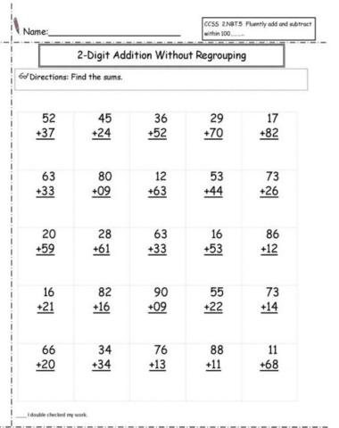Addition Without Regrouping