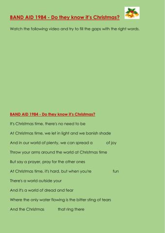 Do they know it's Christmas? BAND AID 1984