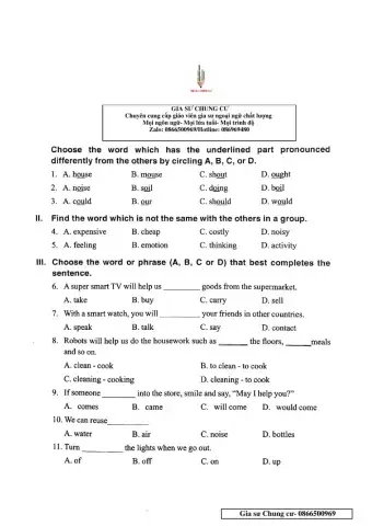 English 6 - Đề số 36