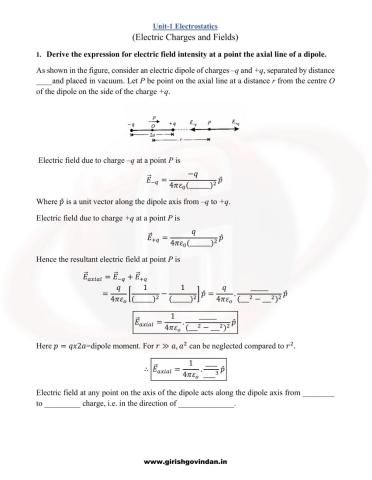 Electric Charges and fields