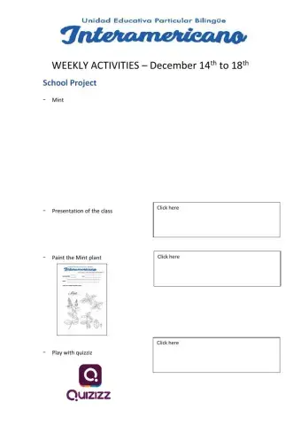 Weekly activities - Preparatory - Week 29