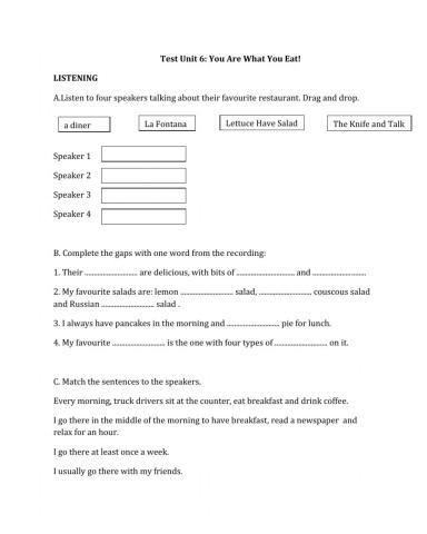 Food Listening - Reading