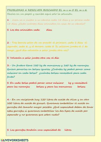 Problemas con mcm mcd