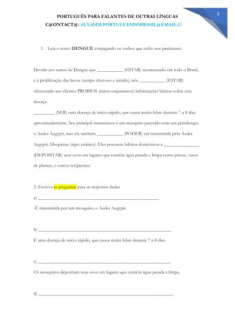 Possessivos - Presente Contínuo e Interrogativos - INTERPRETAÇÃO DE TEXTO