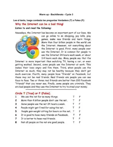 The Internet - Reading Comprehension