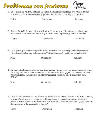 Problemas con fracciones